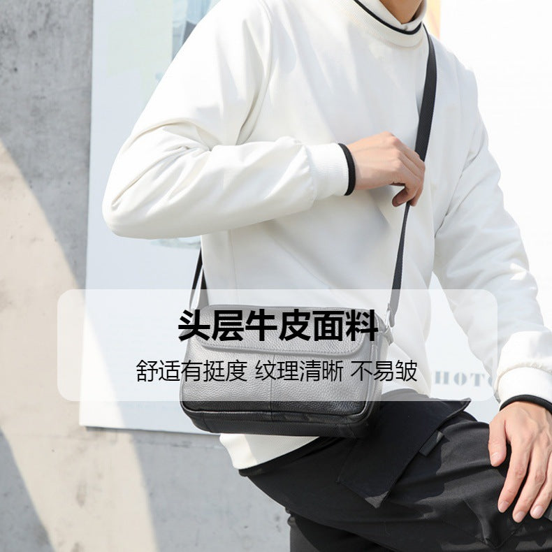 Men's Shoulder Bag Genuine Cowhide Leather Retro Casual Men's Crossbody Bag Messenger Bag