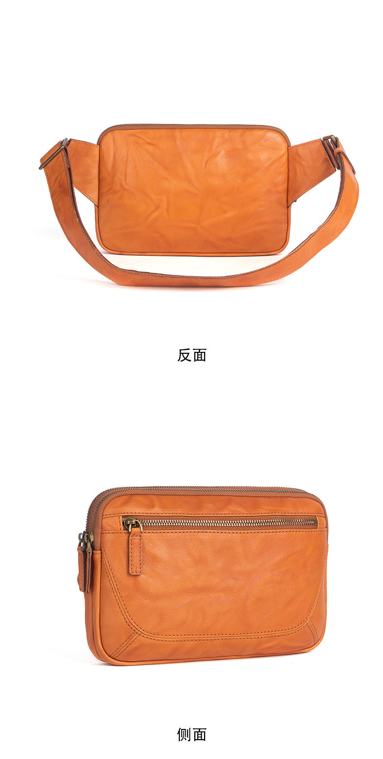 Men's Shoulder Bag Genuine Cowhide Leather Retro Crossbody Bag for Men