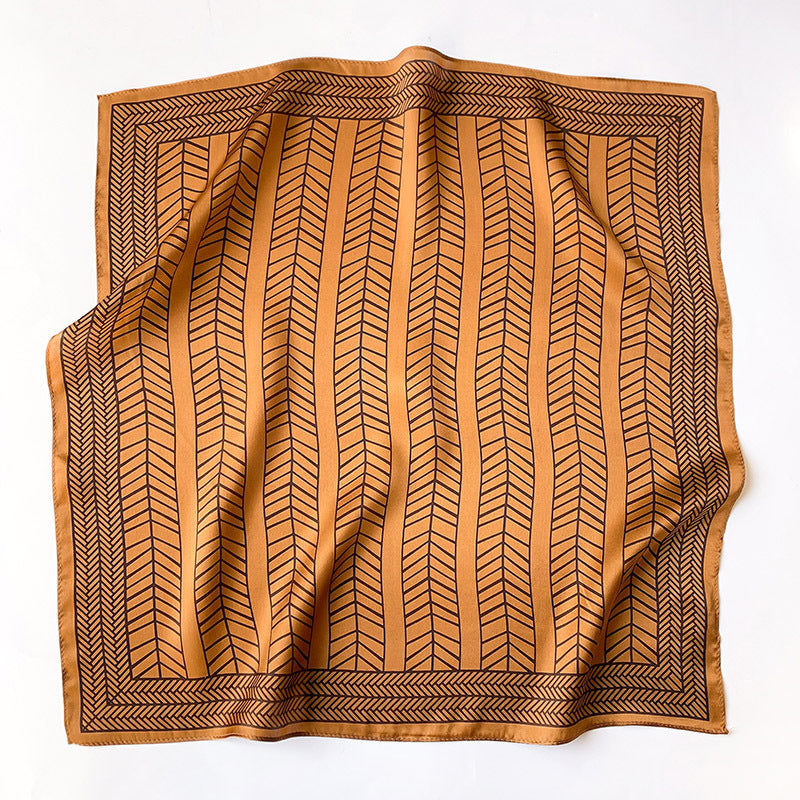 Silk scarf elegant temperament small scarf high quality geometric pattern decorative scarf ladies