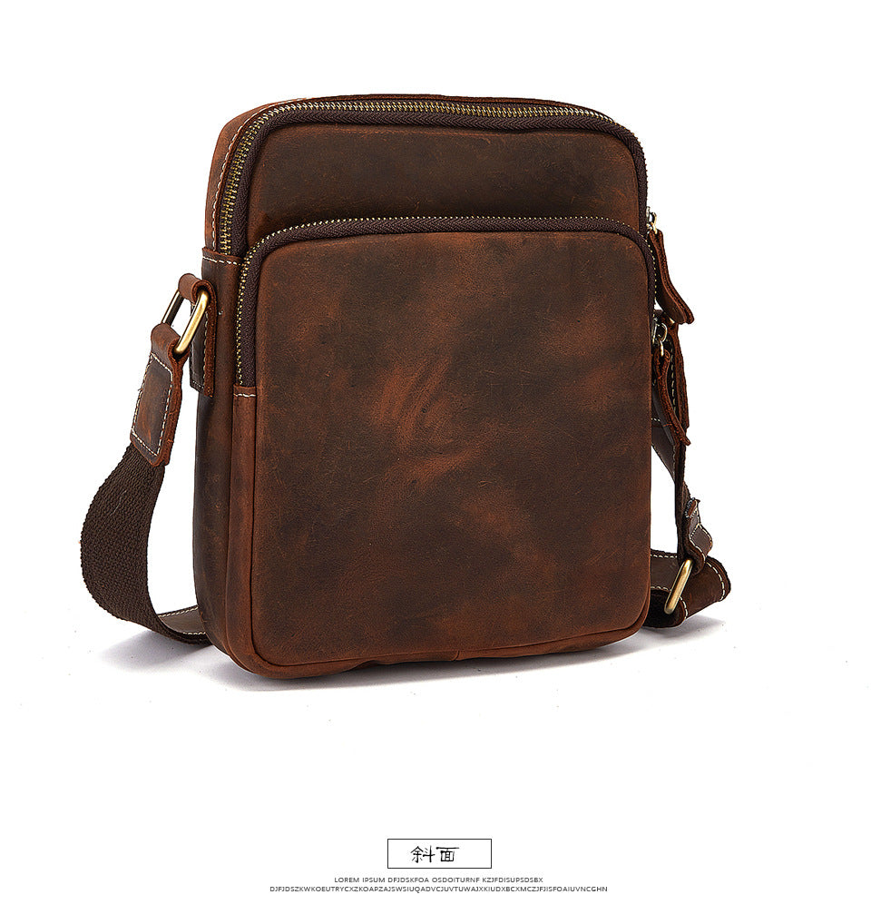 Men's Shoulder Bag Cowhide Genuine Leather Retro Travel Outdoor Crossbody Bag for Men