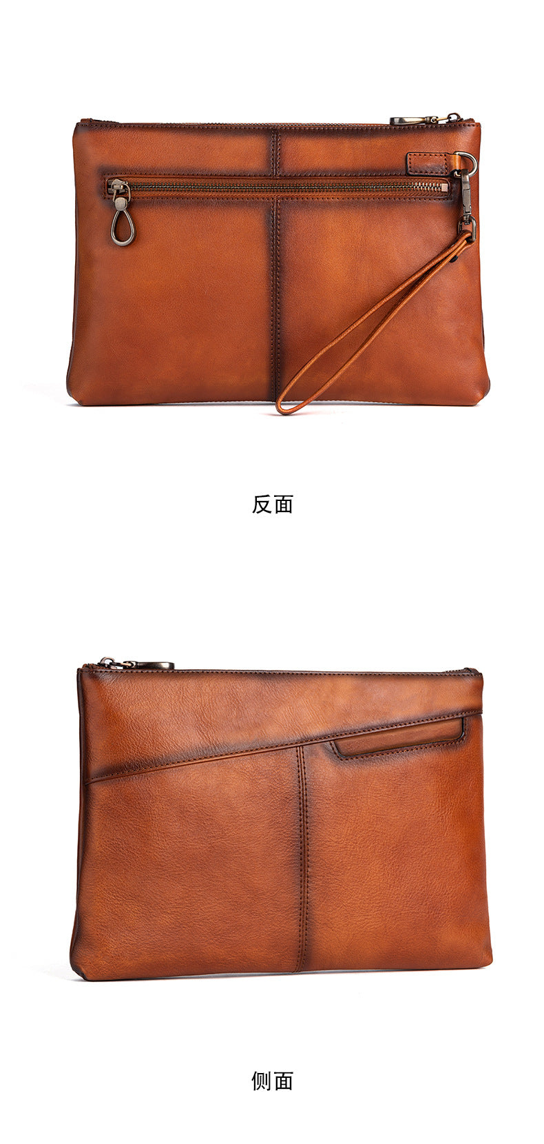 Men's Wallet Cowhide Genuine Leather Clutch Bag Retro Casual Men's Handbag