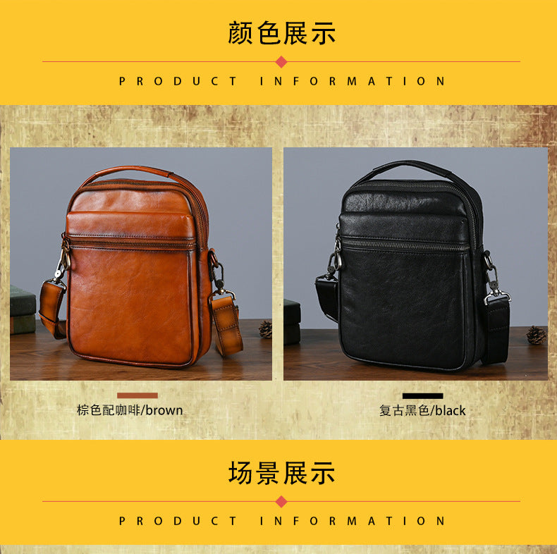 Men's Shoulder Bag Genuine Cowhide Leather Commuting Crossbody Bag for Men