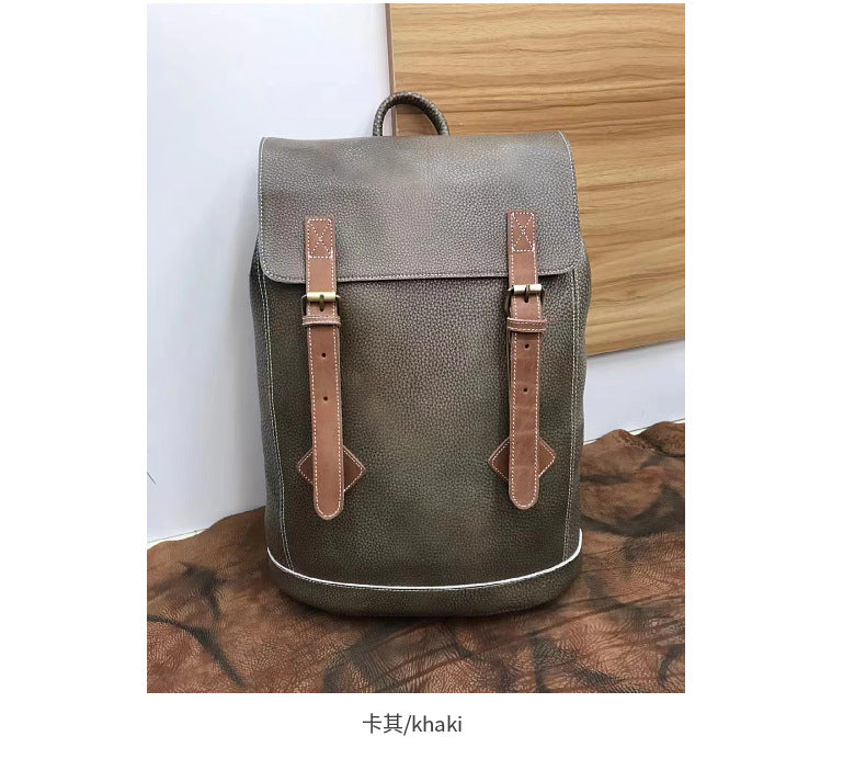 Men's backpack genuine cowhide leather commuting casual fashion large capacity travel bag for men