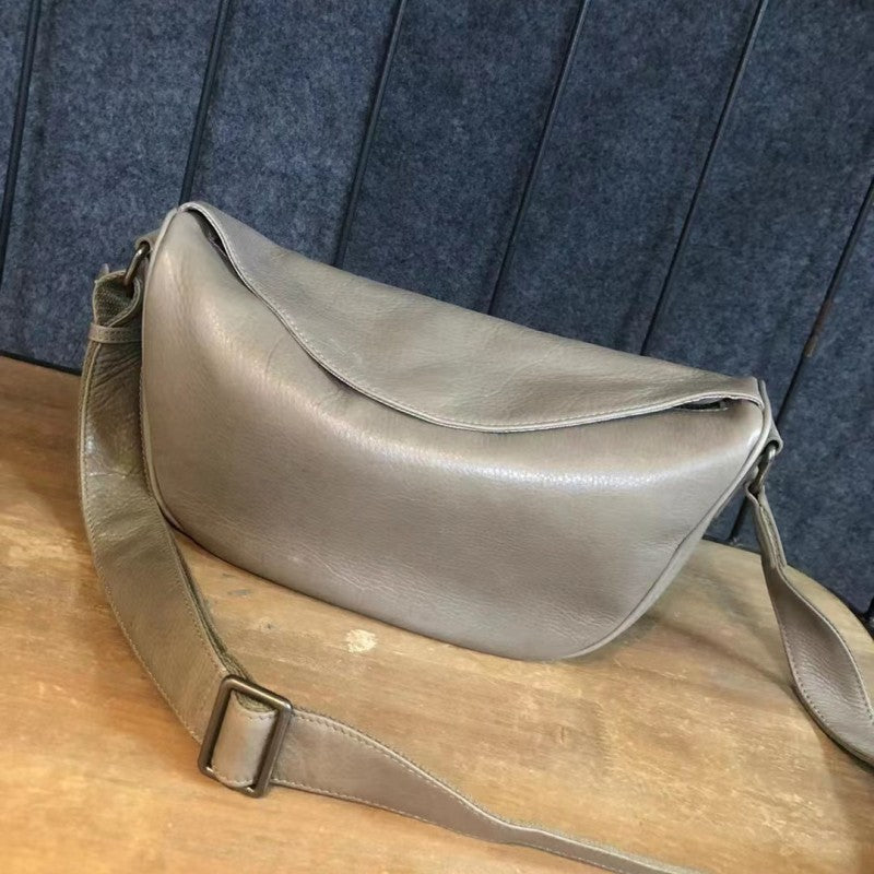 Men's Shoulder Bag Genuine Cowhide Leather Simple Casual Fashion Crossbody Bag for Men