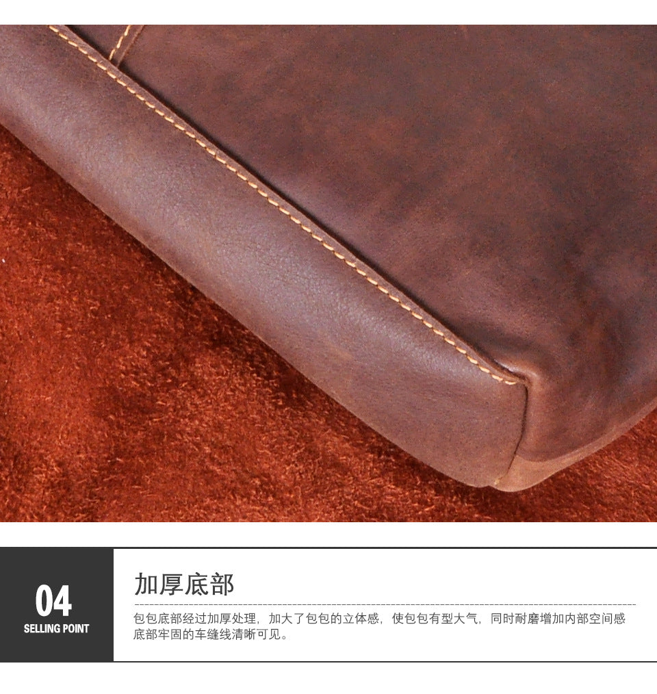 Men's Briefcase Crossbody Bag Cowhide Genuine Leather Retro Men's Shoulder Bag Handbag