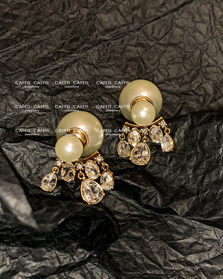 D large pearl earrings fringe earrings Retro earrings with a luxurious temperament that makes light of women's luxury