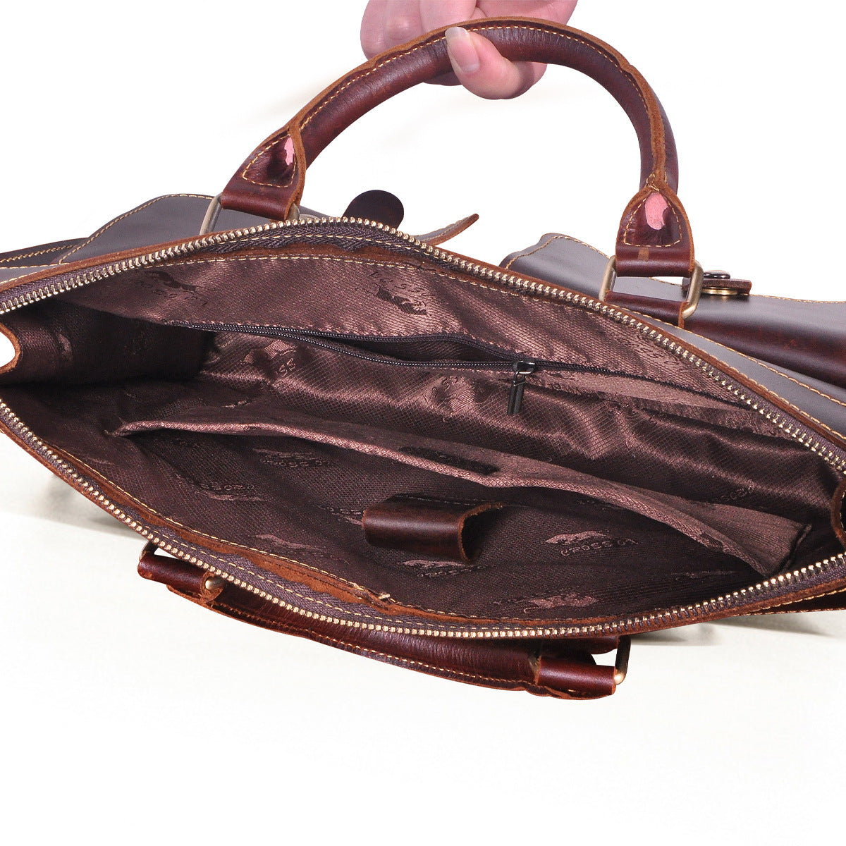 Men's Handbag Briefcase Cowhide Genuine Leather Retro Business Men Computer Bag