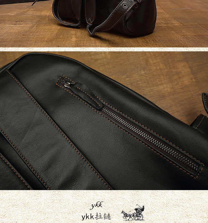 Men's backpack, handmade, genuine cowhide leather, Korean fashion travel bag, business computer bag