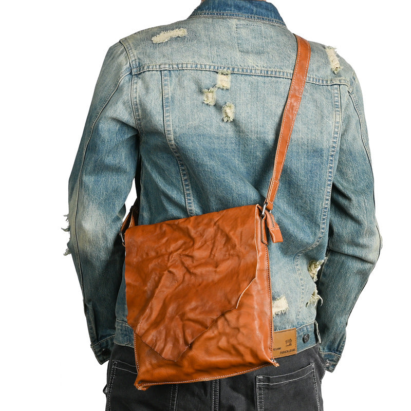 Men's Shoulder Bag Genuine Cowhide Leather Fashion Crossbody Bag for Men