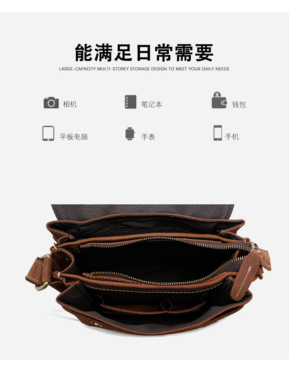 Men's Briefcase Cowhide Genuine Leather Retro Business Men Computer Bag