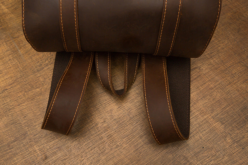 Men's Backpack, Original Handcrafted, Genuine Cowhide Leather, Retro Casual, Unisex, Travel Bag, Computer Bag