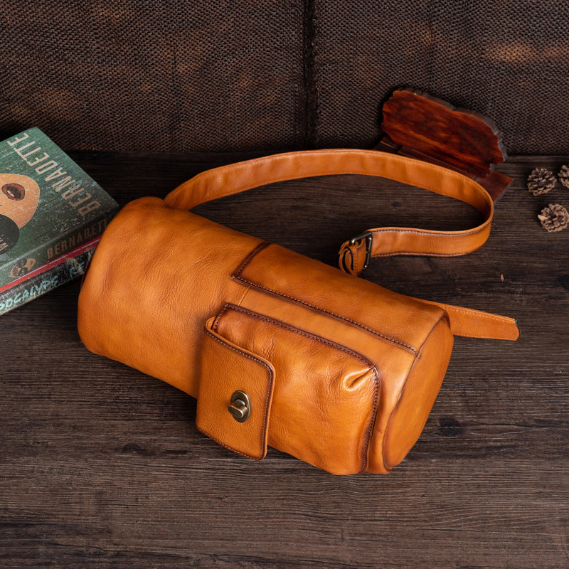 Men's bust bag Genuine cowhide leather retro fashion crossbody bag for men