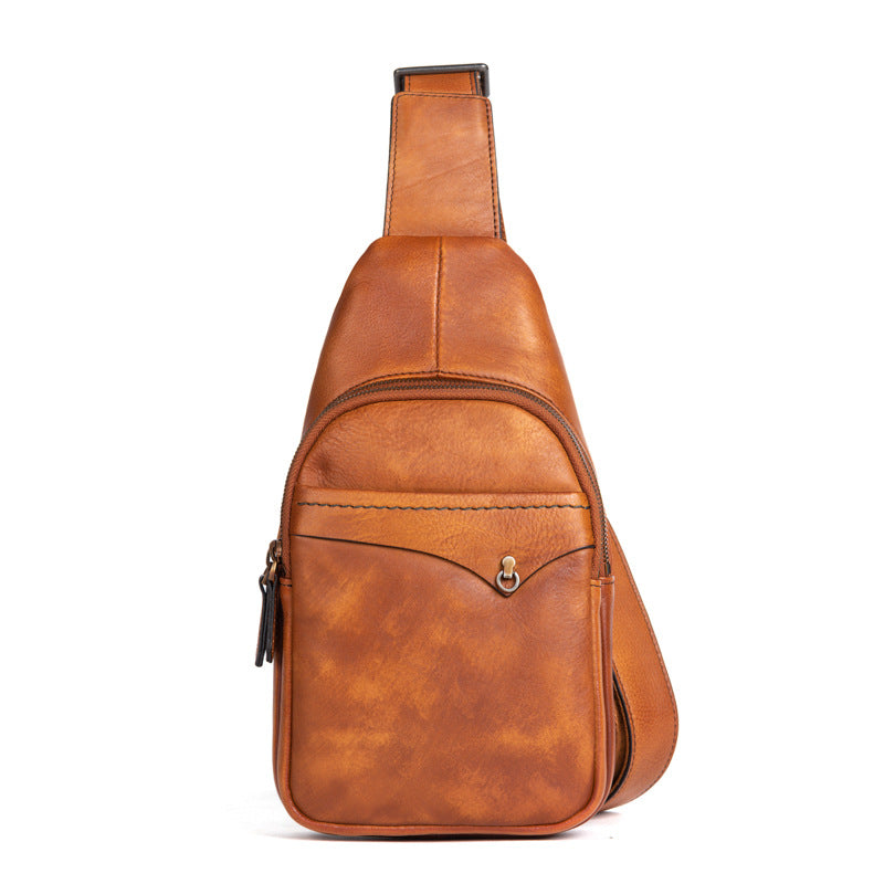 Men's bust bag genuine cowhide leather retro casual crossbody bag for men