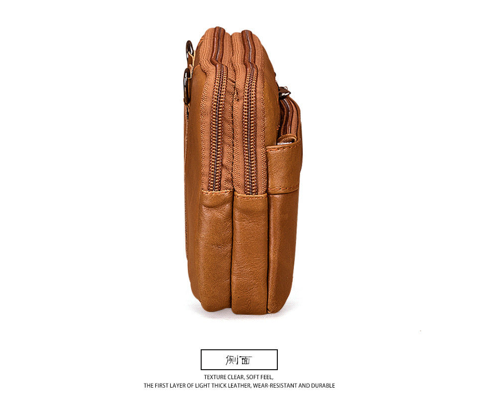 Men's Waist Pouch Cowhide Genuine Leather Retro Fashion Casual Outdoor Men's Bag