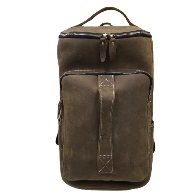 Men's backpack cowhide genuine leather Crazy Horse casual business large capacity fashion travel bag