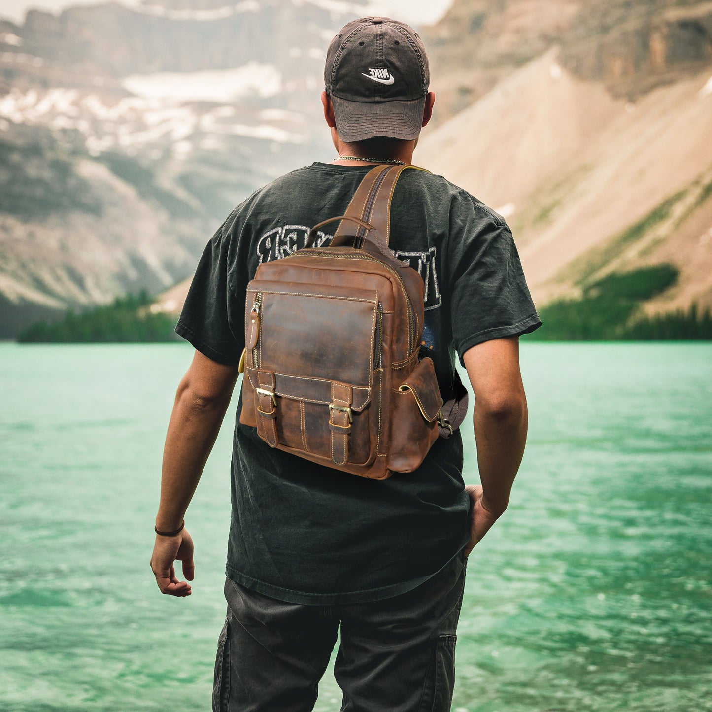 Men's backpack cowhide genuine leather retro outdoor casual male travel bag
