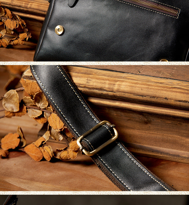 Men's Shoulder Bag Original Handmade Genuine Cowhide Leather Casual Messenger Bag Crossbody Bag