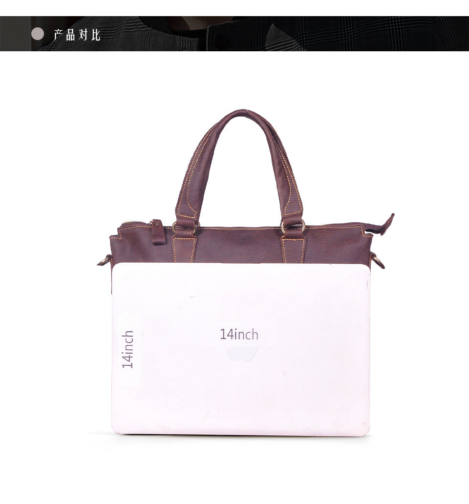 Men's Briefcase Crossbody Bag Cowhide Genuine Leather Retro Men's Shoulder Bag Handbag