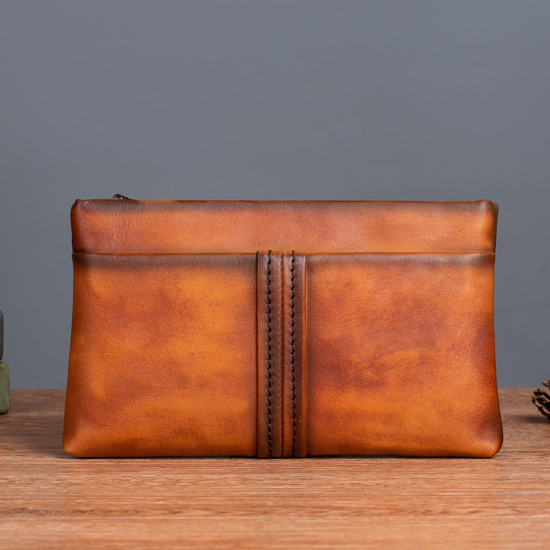Men's Clutch Bag Genuine Cowhide Leather Retro Casual Men Bag