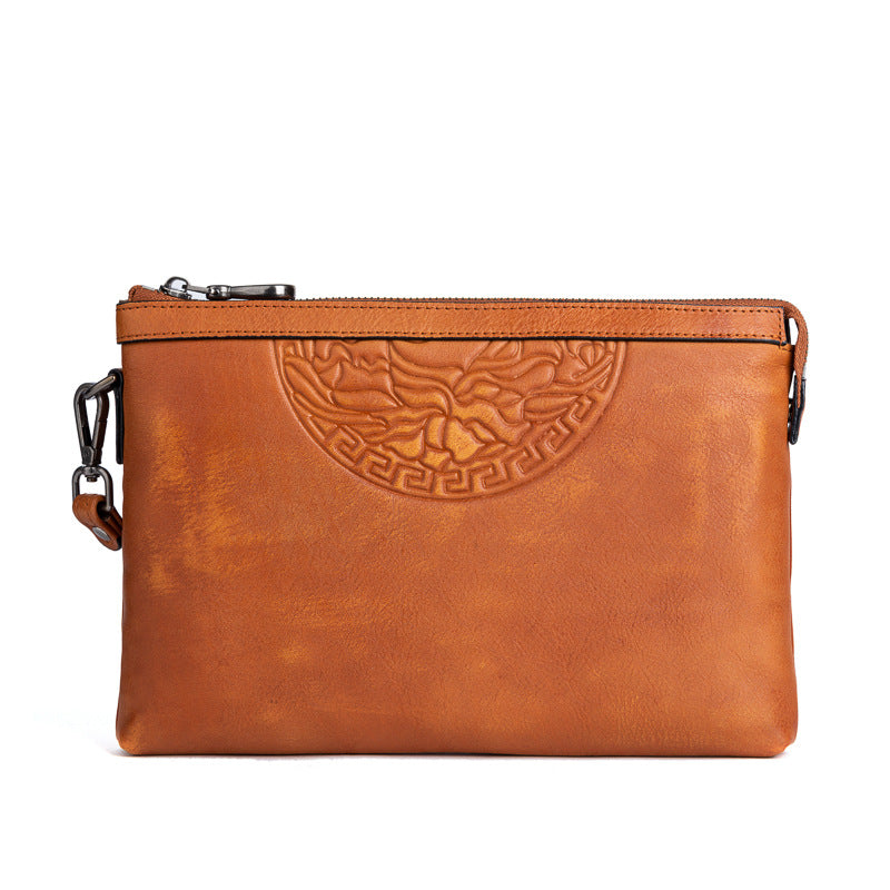 Men's Clutch Bag Genuine Cowhide Leather Retro Casual Men's Handbag