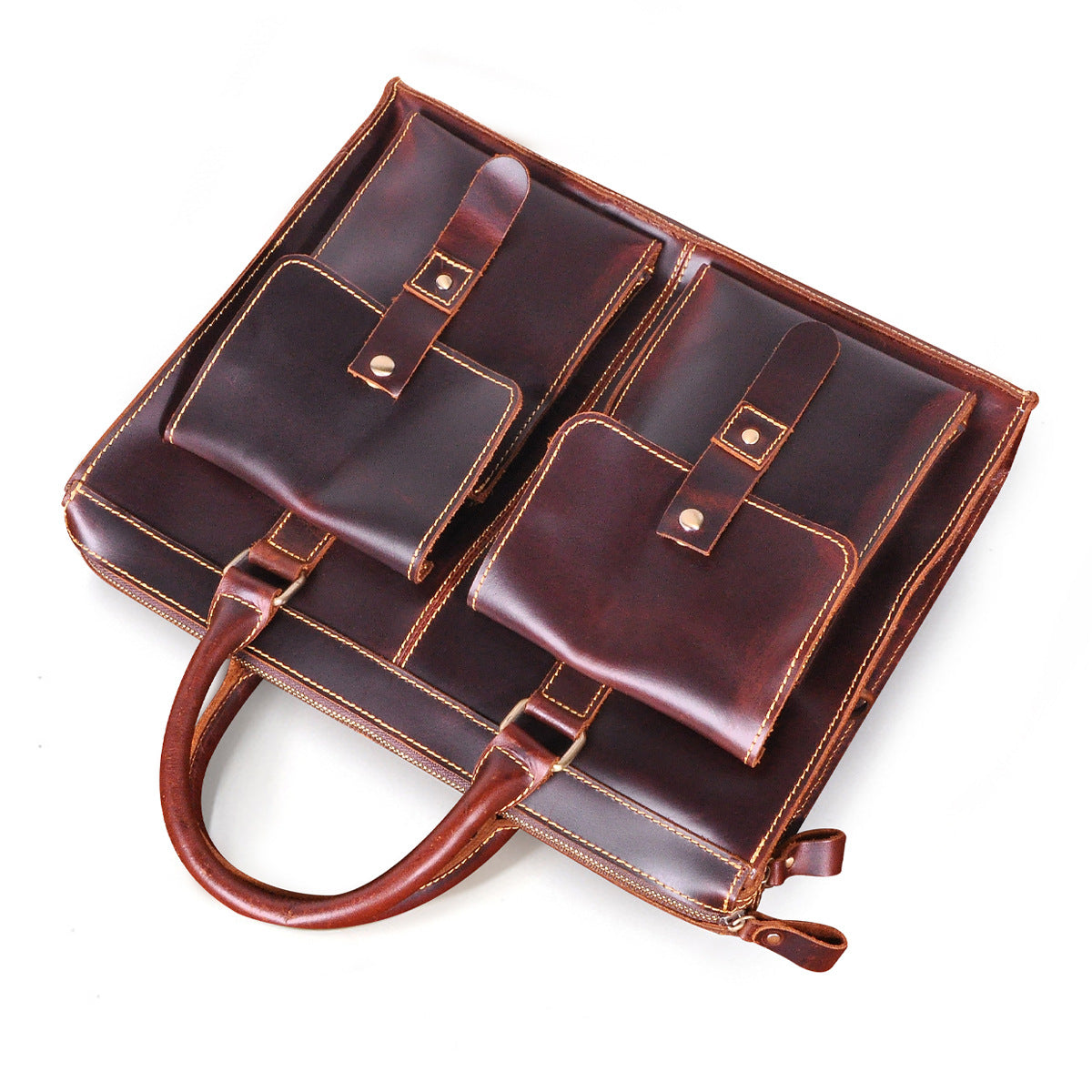 Men's Handbag Briefcase Cowhide Genuine Leather Retro Business Men Computer Bag