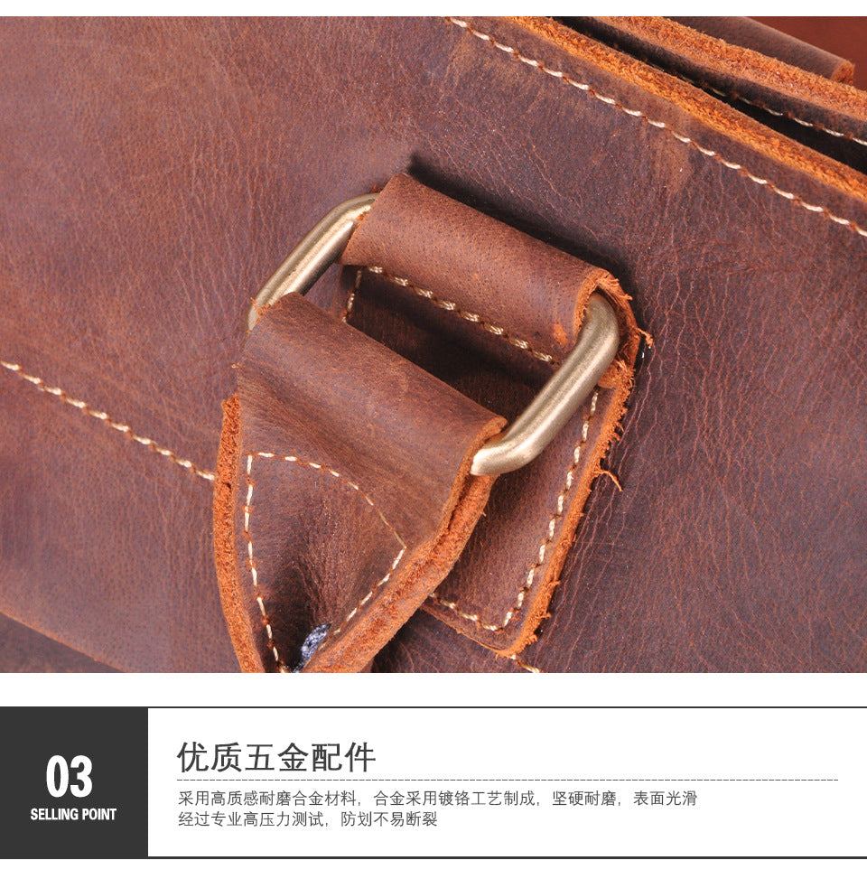 Men's Briefcase Handbag Cowhide Genuine Leather Retro Business Men Computer Bag