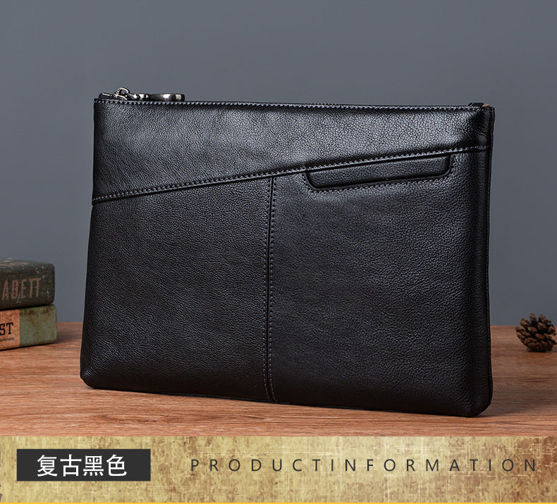Men's Wallet Cowhide Genuine Leather Clutch Bag Retro Casual Men's Handbag