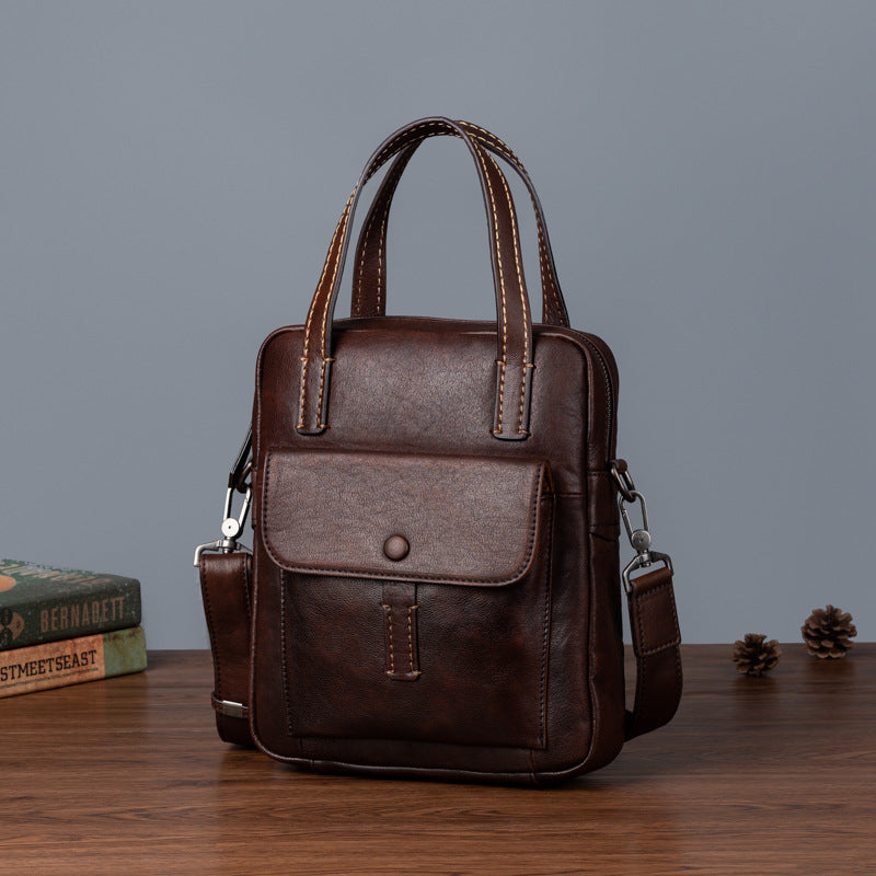 Men's Crossbody Bag Genuine Cowhide Leather Retro Casual Men's Handbag