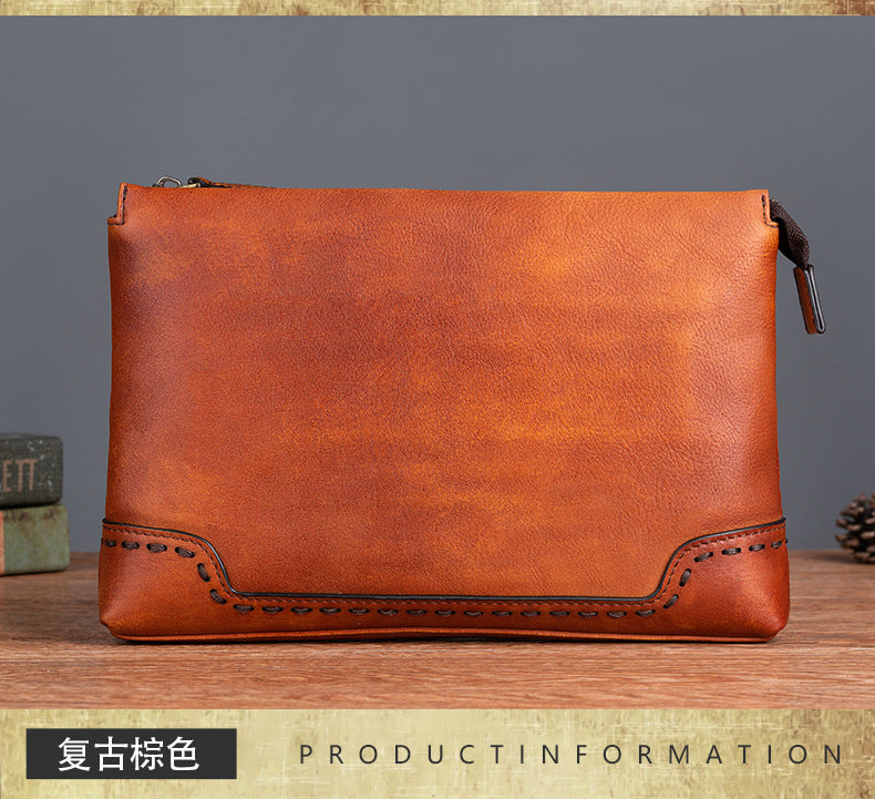 Men's clutch bag cowhide genuine leather casual retro male handbag