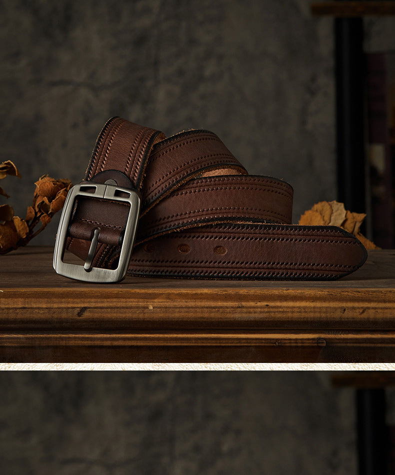 Men's Belt Handmade Fashion Casual Stainless Steel Needle Buckle Men's Belt