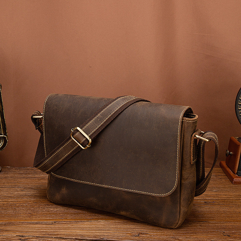 Men's shoulder bag Genuine cowhide leather retro crossbody bag for men