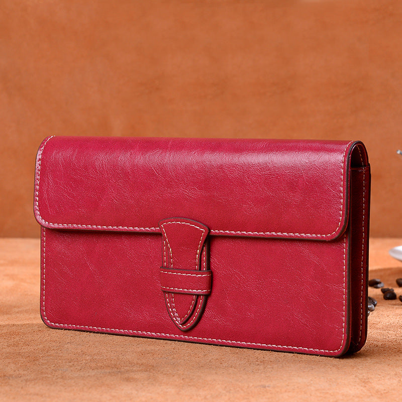 Ladies wallet large capacity clutch bag casual wallet retro simple long wallet