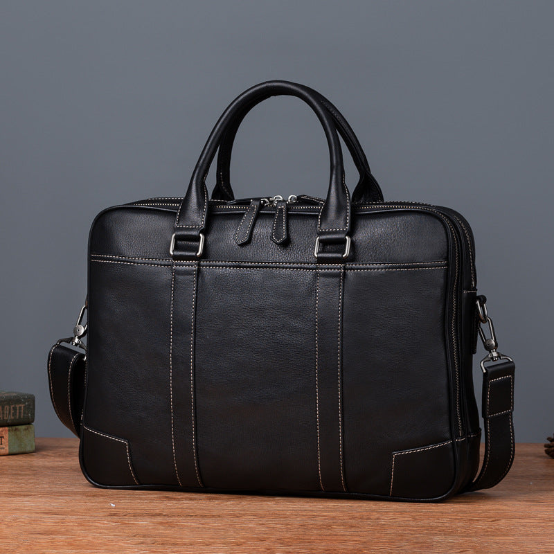 Men's Briefcase Cowhide Genuine Leather Retro Casual Men's Handbag