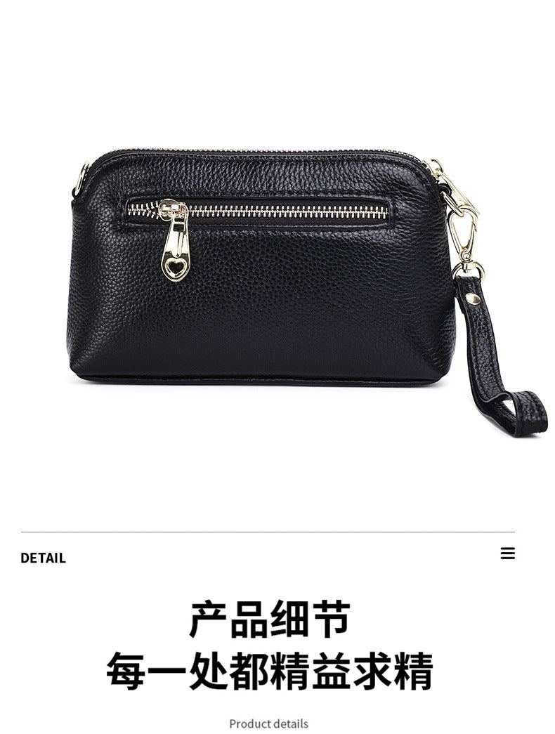 Genuine leather women's bag handbag fashion knurled clutch bag that goes with anything Temperament shoulder bag. Pochette