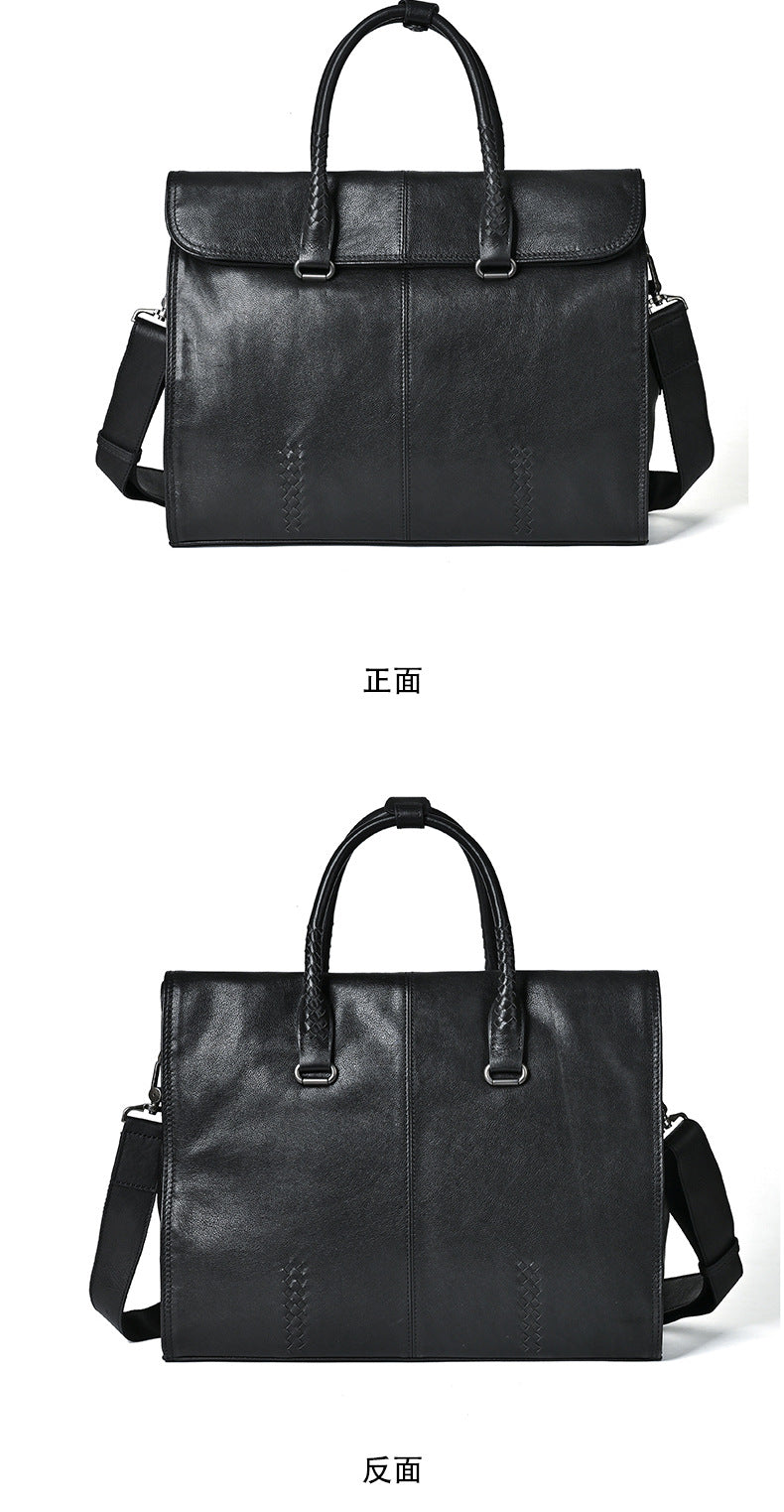 Men's briefcase genuine cowhide leather simple fashion retro casual business men's handbag computer bag