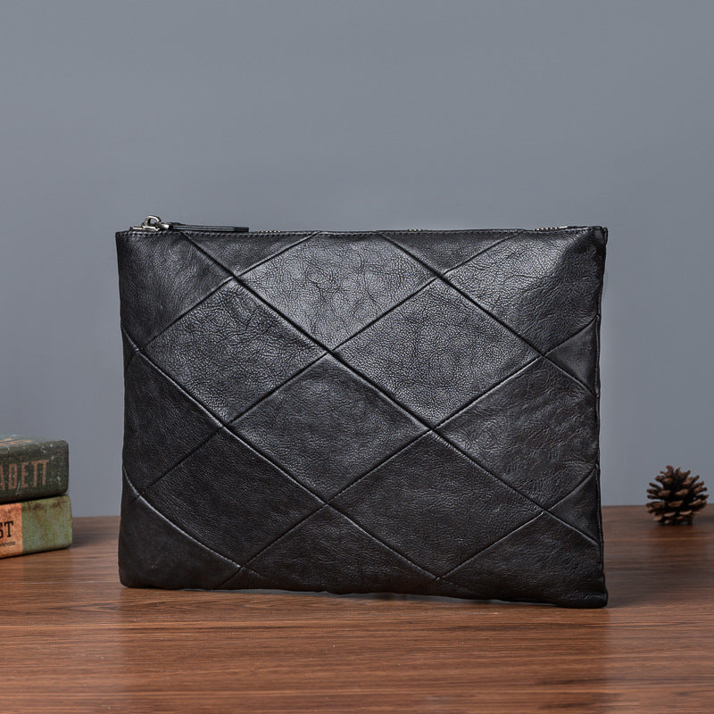 Men's Clutch Bag Cowhide Genuine Leather Casual Retro Male Handbag