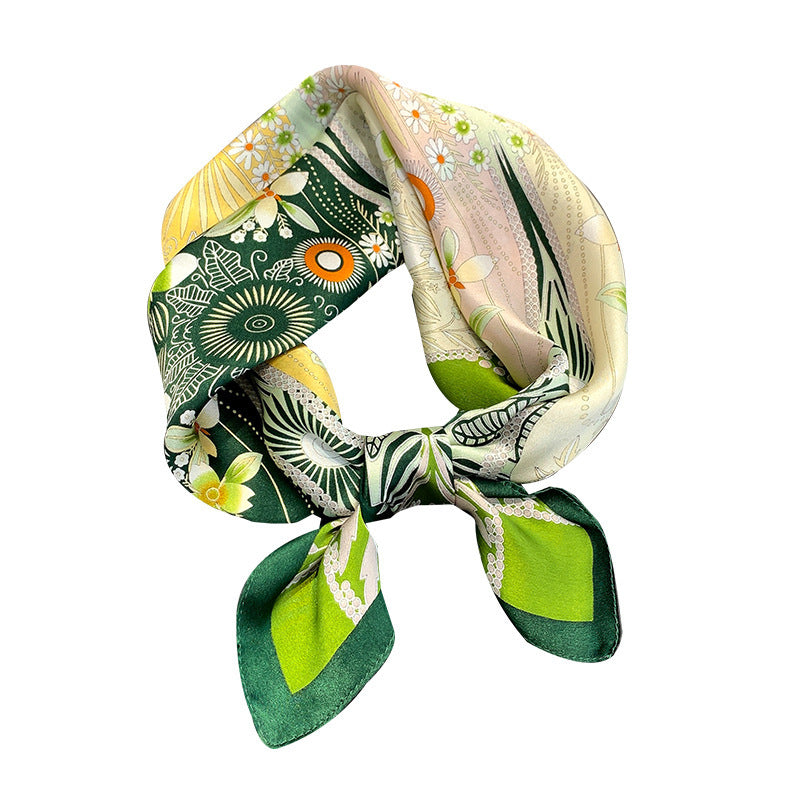Silk scarf print pattern fashionable women's small scarf temperament neckerchief