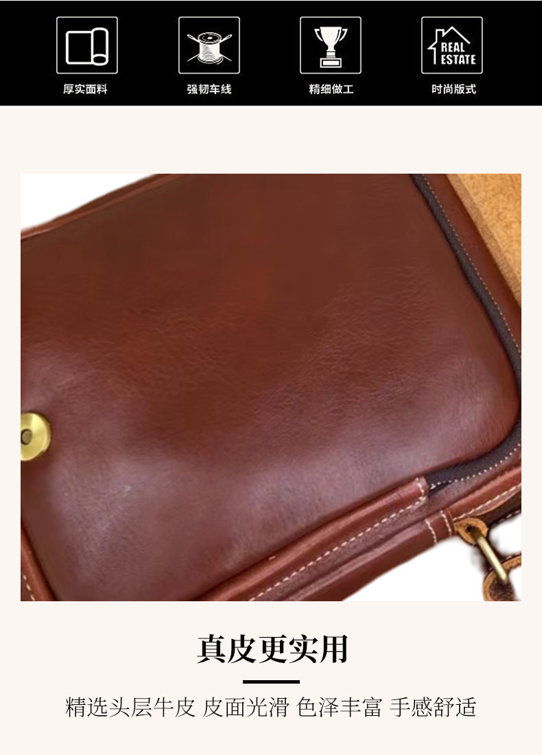 Men's Shoulder Bag Cowhide Multifunctional Waist Pouch Smartphone Pouch Crossbody Bag for Men