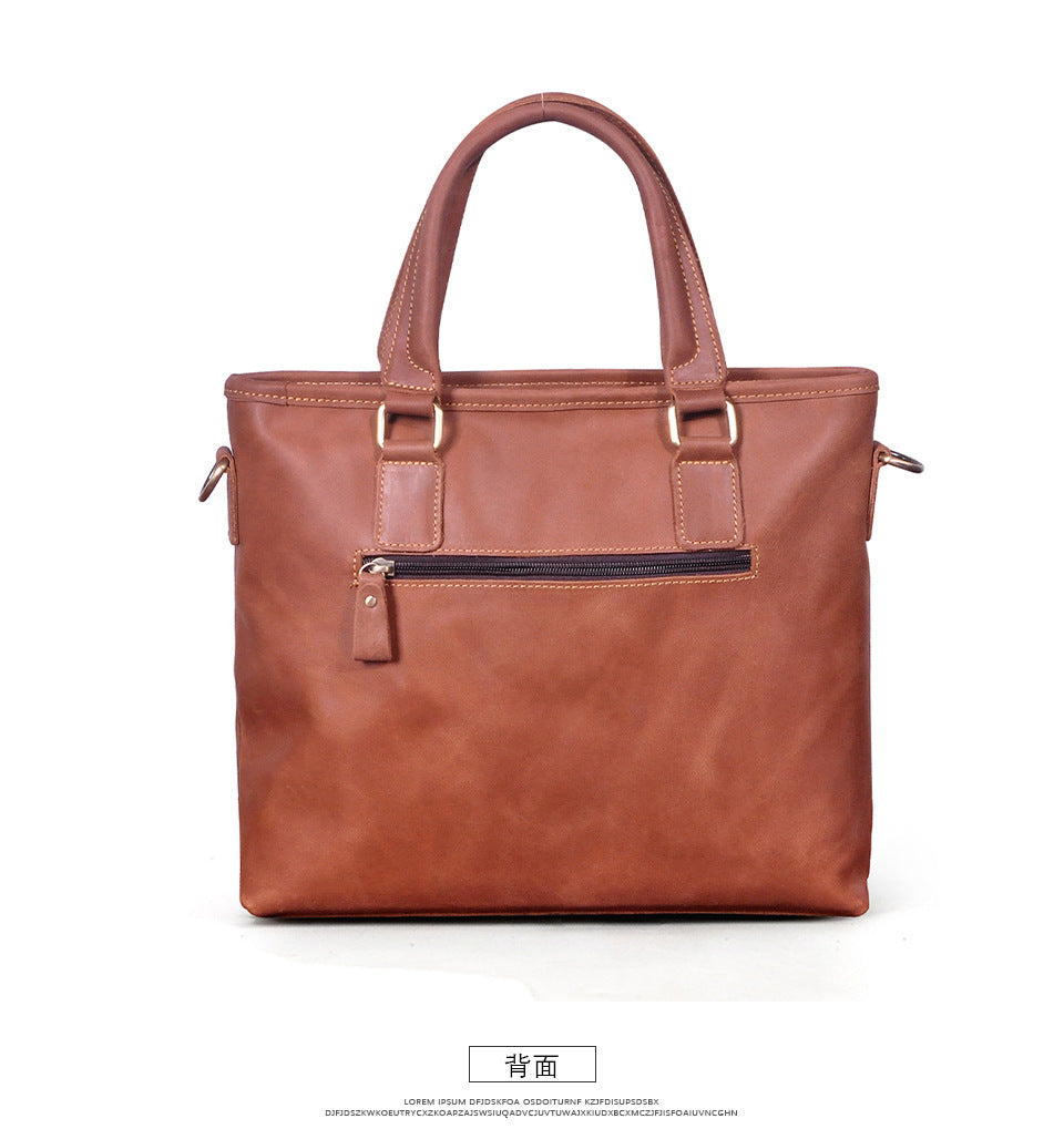 Men's Briefcase Shoulder Bag Retro Business Handbag Cowhide Genuine Leather Men Computer Bag