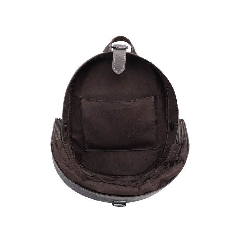 Men's Backpack Cowhide Genuine Leather Crazy Horse Personality Fashion Beatles Casual Men's Travel Bag