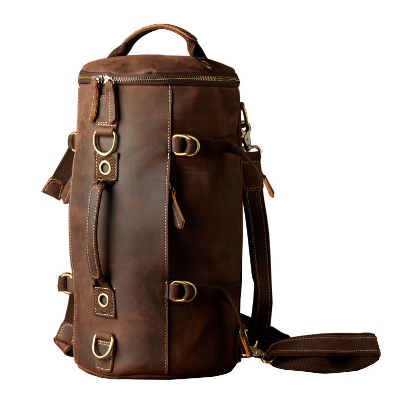 Men's Rucksack Genuine Cowhide Leather Handmade Crazy Horse Original Retro Large Capacity Travel Bag