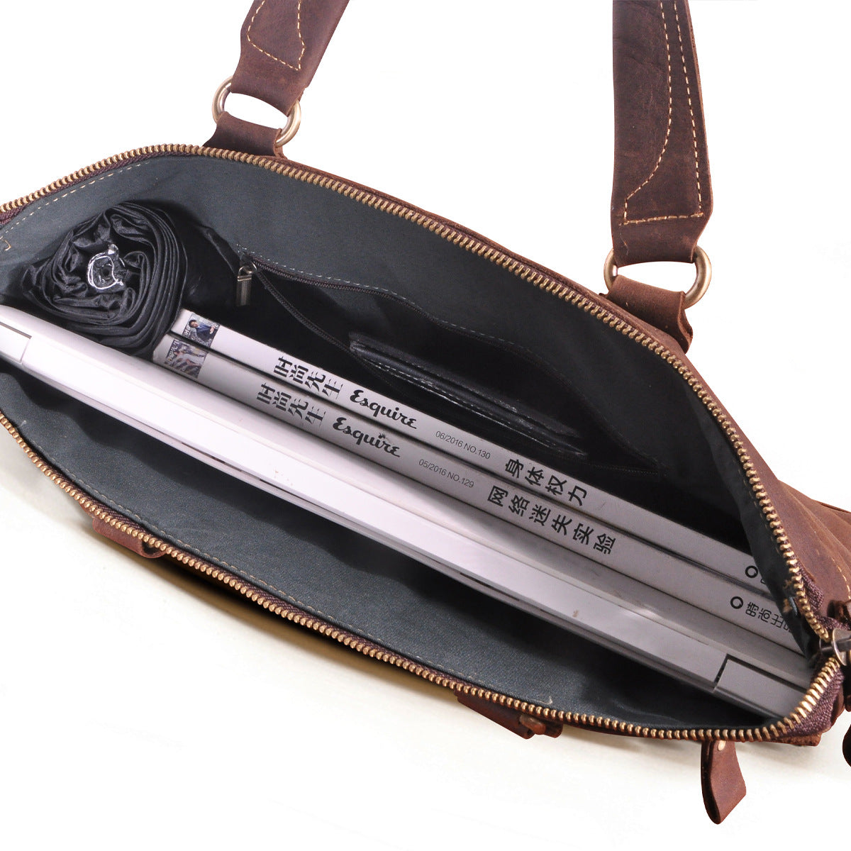 Men's Briefcase Crossbody Bag Cowhide Genuine Leather Retro Men's Shoulder Bag Handbag