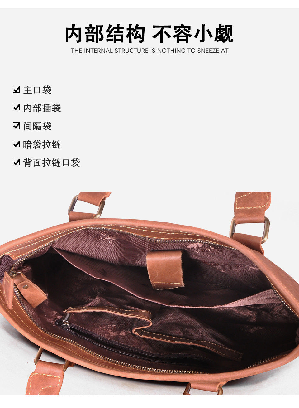 Men's Briefcase Shoulder Bag Retro Business Handbag Cowhide Genuine Leather Men Computer Bag