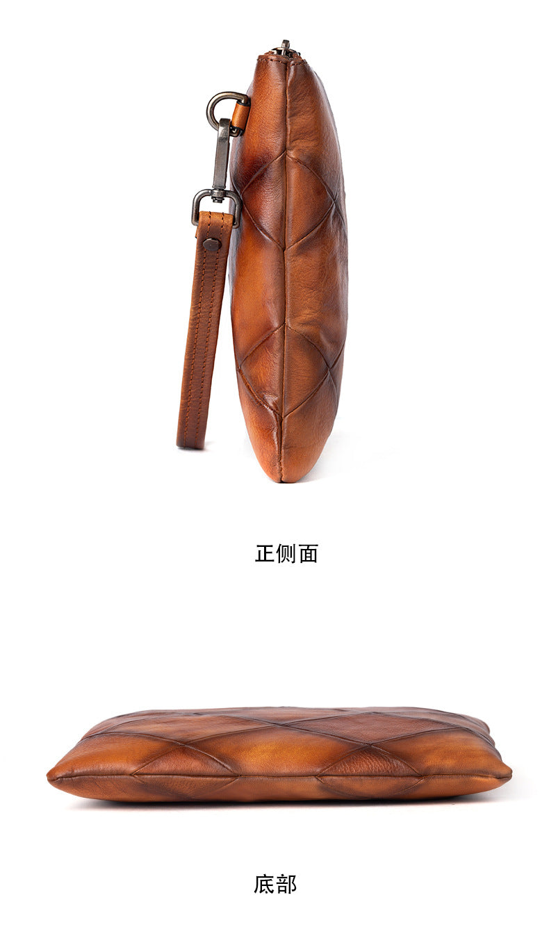 Men's Clutch Bag Cowhide Genuine Leather Casual Retro Male Handbag