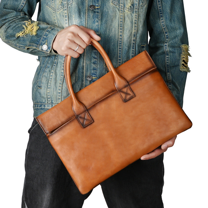 Men's Briefcase Cowhide Genuine Leather Office Bag Men's Handbag