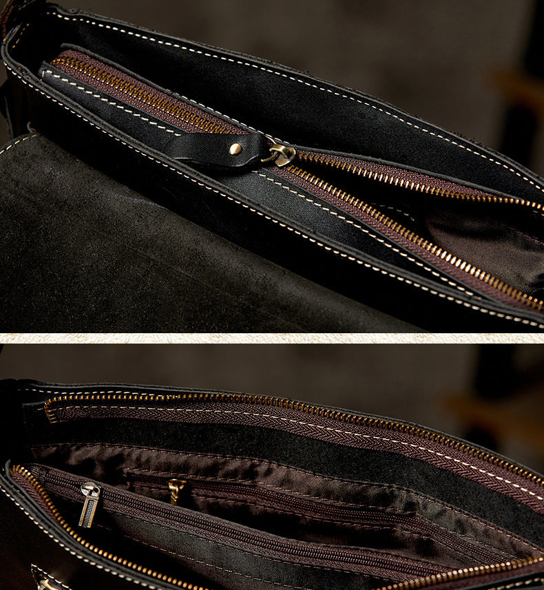Men's Shoulder Bag Original Handmade Genuine Cowhide Leather Casual Messenger Bag Crossbody Bag
