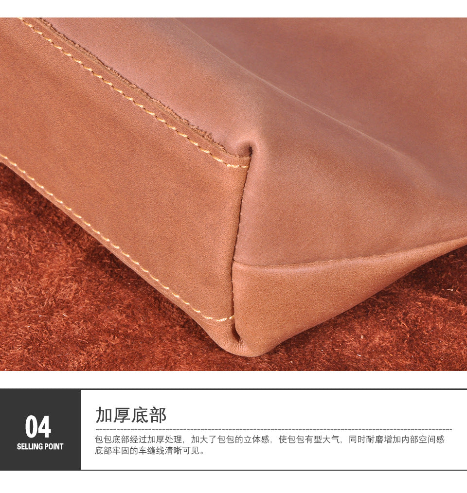 Men's Briefcase Shoulder Bag Retro Business Handbag Cowhide Genuine Leather Men Computer Bag