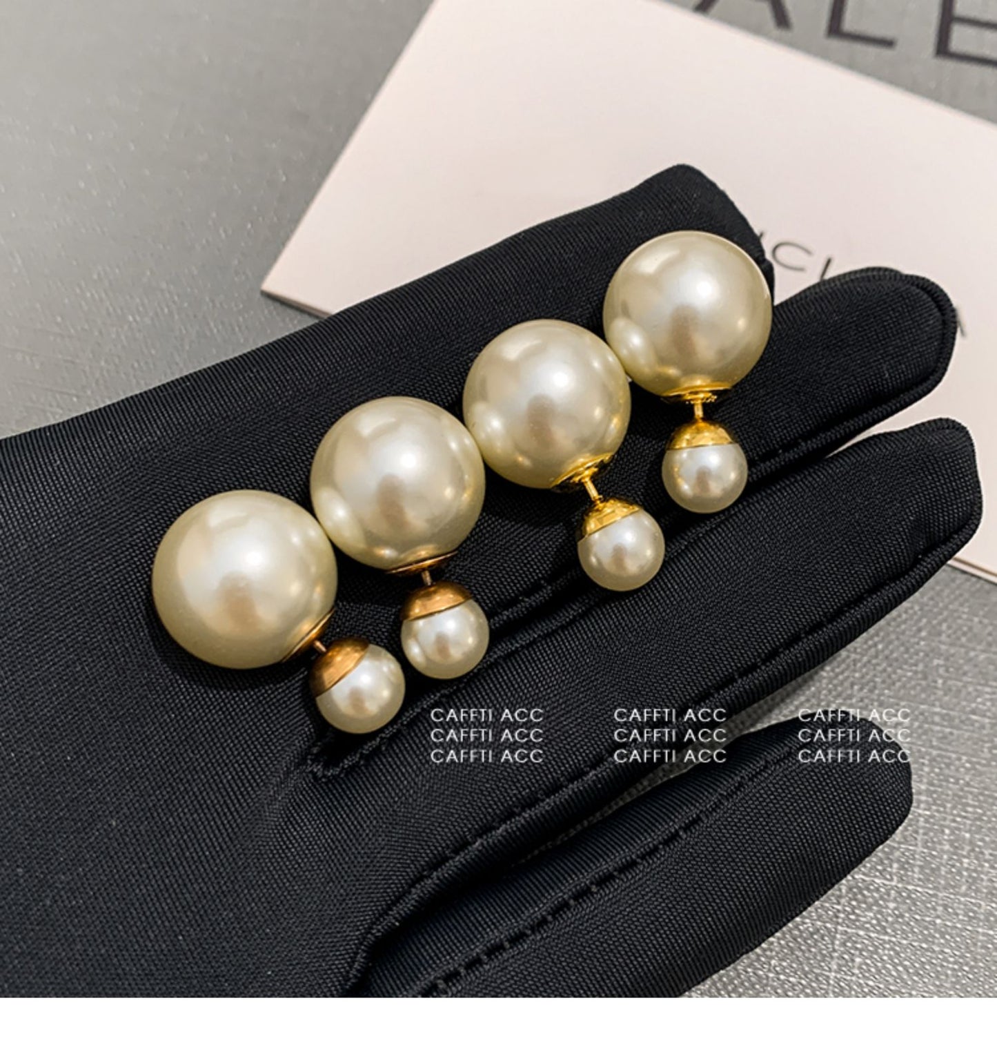 D pearl size double-sided pearl earrings women's luxury retro luxury earrings temperament earrings