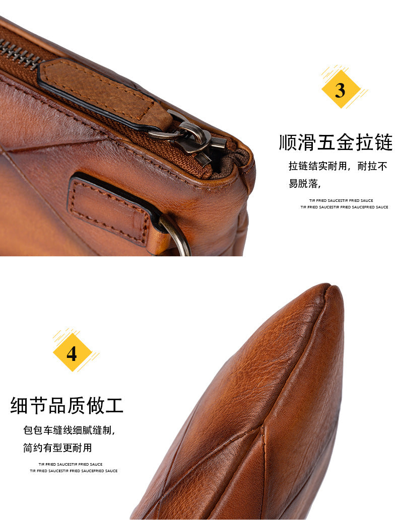 Men's Clutch Bag Cowhide Genuine Leather Casual Retro Male Handbag