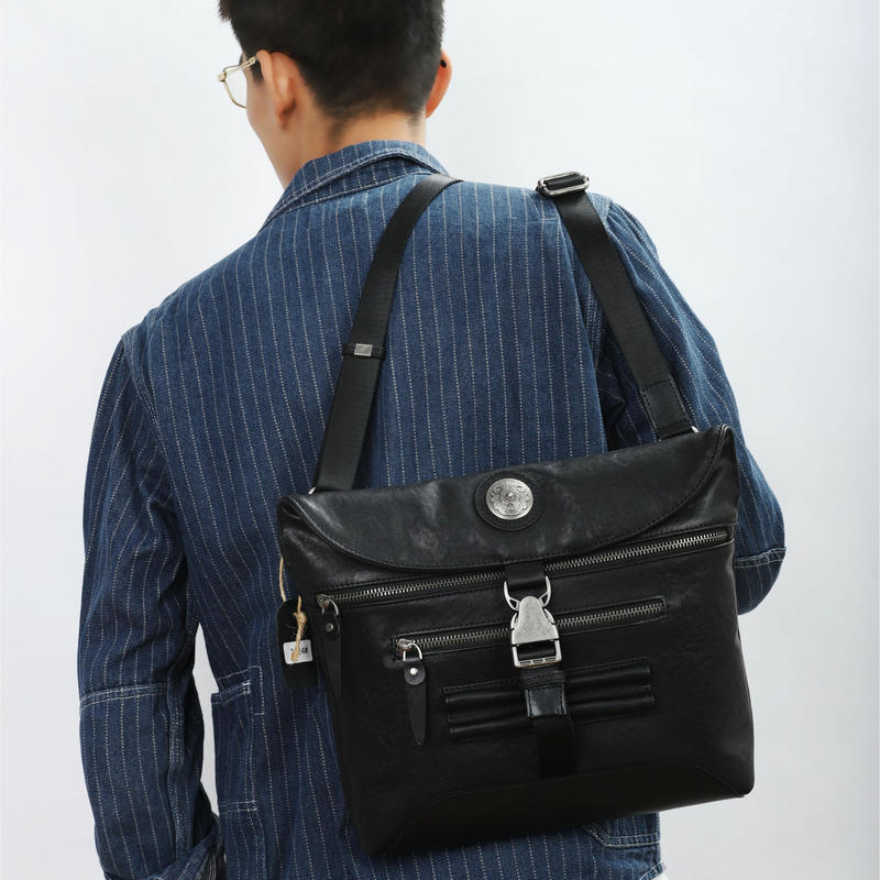 Men's Shoulder Bag Genuine Cowhide Leather Crazy Horse Retro Men's Crossbody Bag